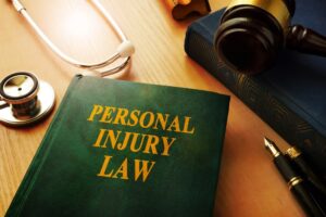 gavel next to a book that says personal injury law. Concept of a personal injury lawyer in Melbourne, fl